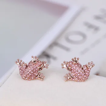 

New American pink funny little frog pendant earrings exquisite fashion