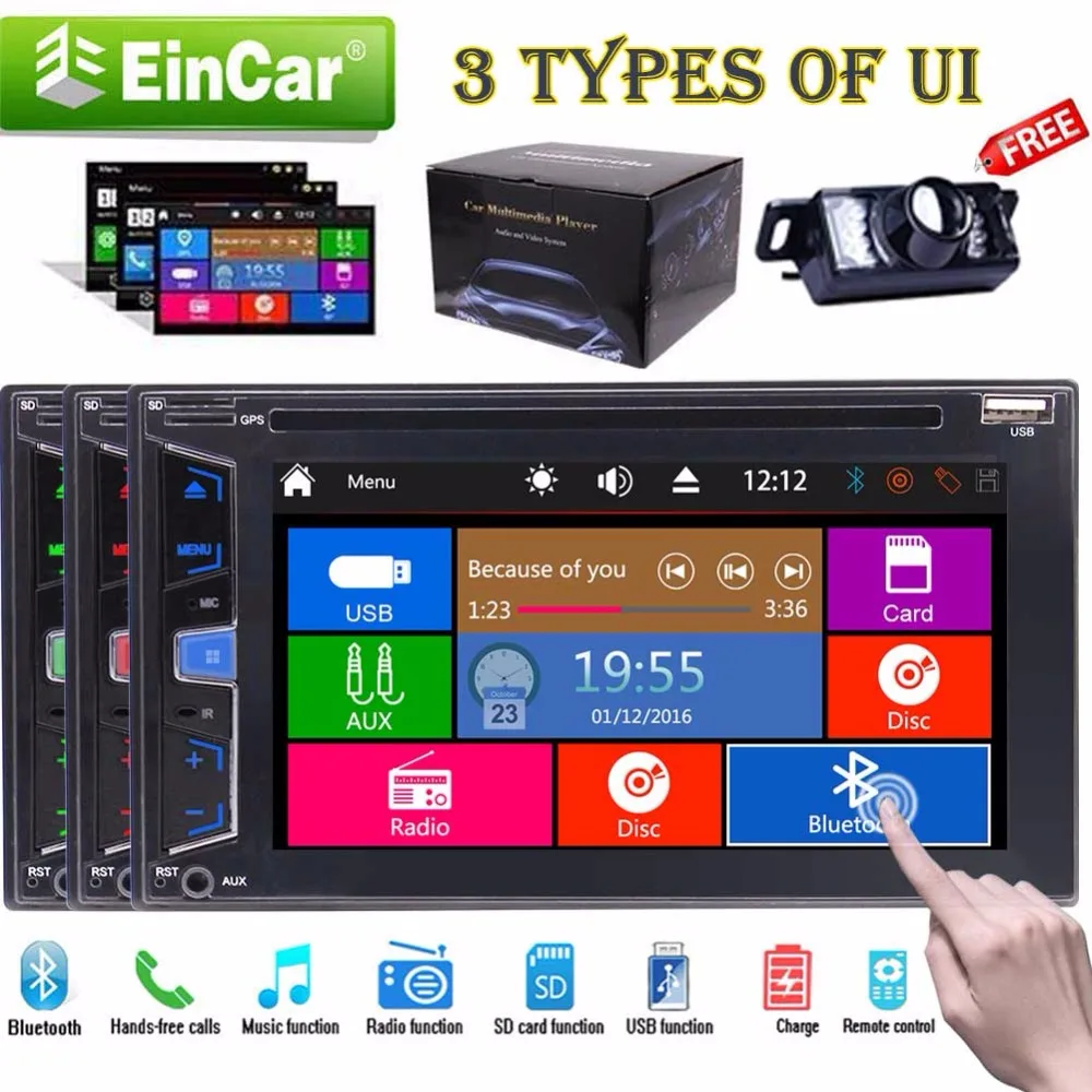 

2 din Car automotive Radio Stereo Headunit Bluetooth FM AM Receiver USB SD Aux Multimedia audio Auto audio autoradio DVD Player