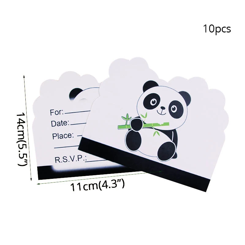 WEIGAO панда день рождения одноразовая посуда для вечеринки посуда фольга панда надувные звезды Воздушные шары День рождения украшения дети - Цвет: 10pcs Inviting Card