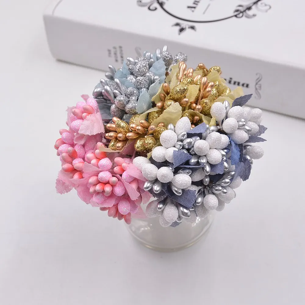 

10pcs Berry Artificial bright Stamen Handmade Flower For Wedding Home Decoration Pistil DIY Scrapbooking Garland Box Fake Flower
