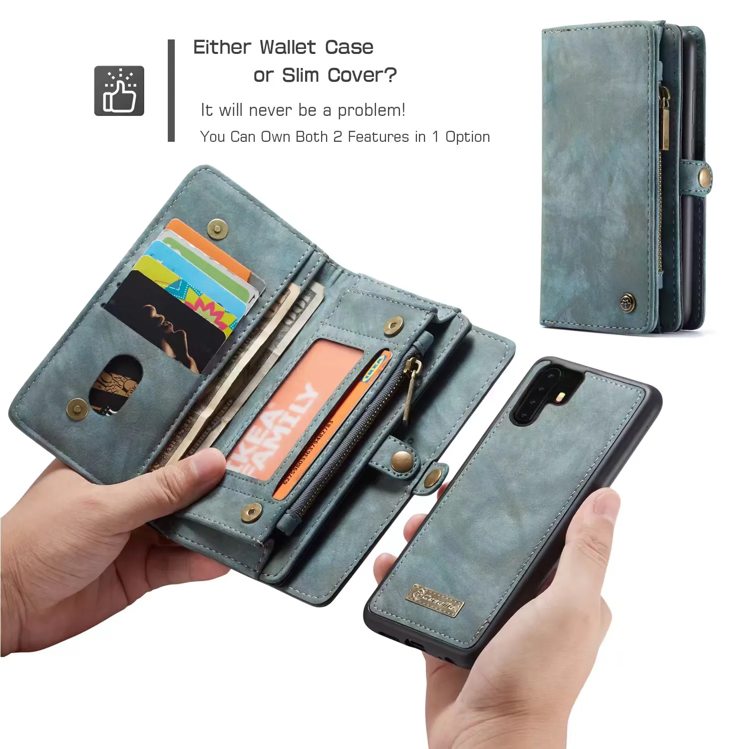 CaseMe Magnetic Wallet Case For Huawei P30 P20 Mate 20 Pro Flip Detachable Leather Cover Cell Phones For Oneplus 7 Pro