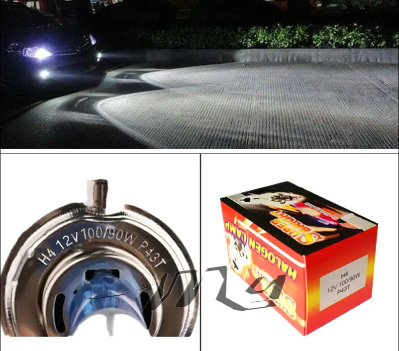 12v Lighting h4 100w 4300k 6000k Cars pure white yellow halogen headlight bulbs fog styling 5