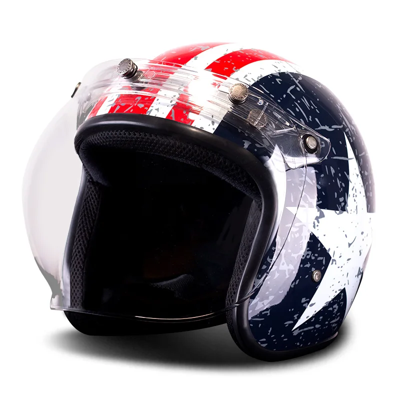 BYE мотоциклетный шлем мотоциклетный Ретро винтажный Мото шлем круизер чоппер Скутер 3/4 открытый шлем с пузырьковым козырьком - Цвет: 07 Helmet with Visor