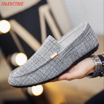 

chaussures hommes en cuir zapatos hombre vestir Men wedding canvas Casual Shoes Breathable Loafers Leather moda hombre 2018 Flat