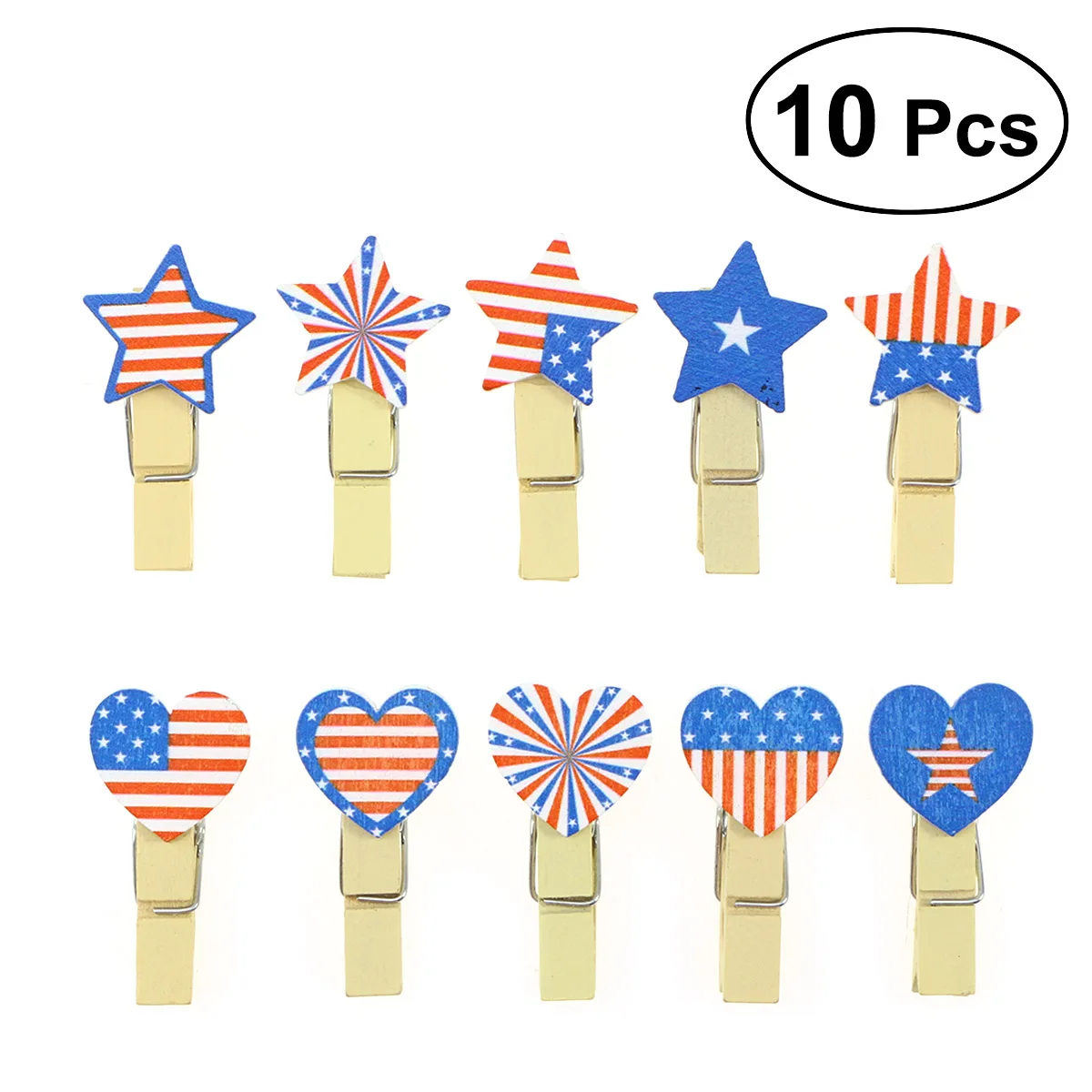 

10pcs Patriotic Photo Clip Pins American Flag Note Memo Card Postcard Holder Arts and Crafts Decoration