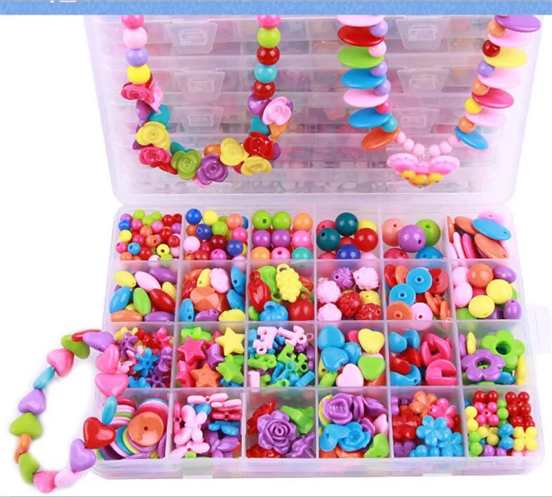 

Best Gift Mixed 560PCS DIY Loose Acrylic Beads set Accessories for Necklace&Bracelet Girl Developmental Toys Kids Beads Kits