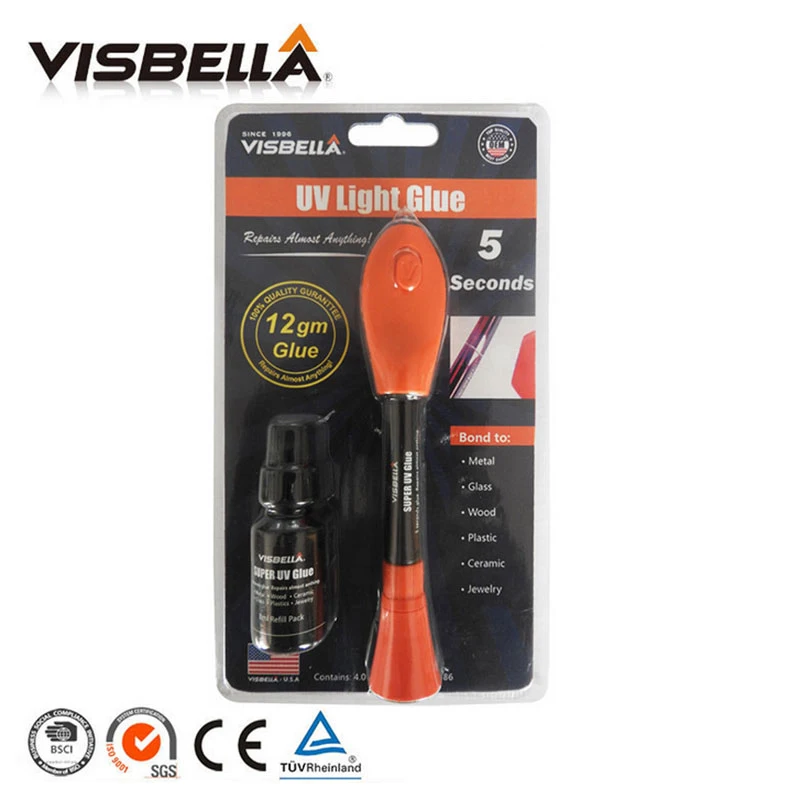 Visbella 12g big package with 8g refill bottle Liquid Plastic Welding Glue 5 Second Fix UV Light Glue quickly seal and repair