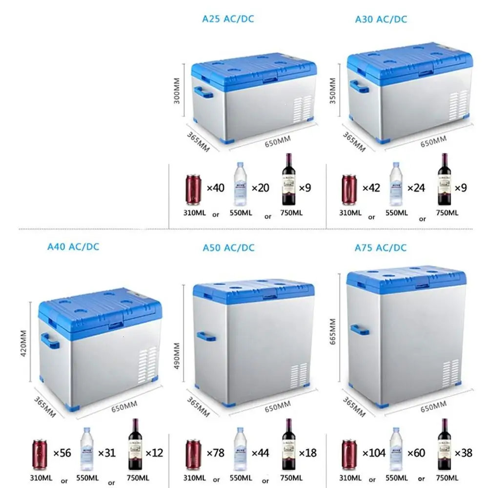 Автомобильный холодильник портативный компрессор холодильник морозильник автомобиля и дома доступны 12 v/24 v/220 V(Размер: 75L