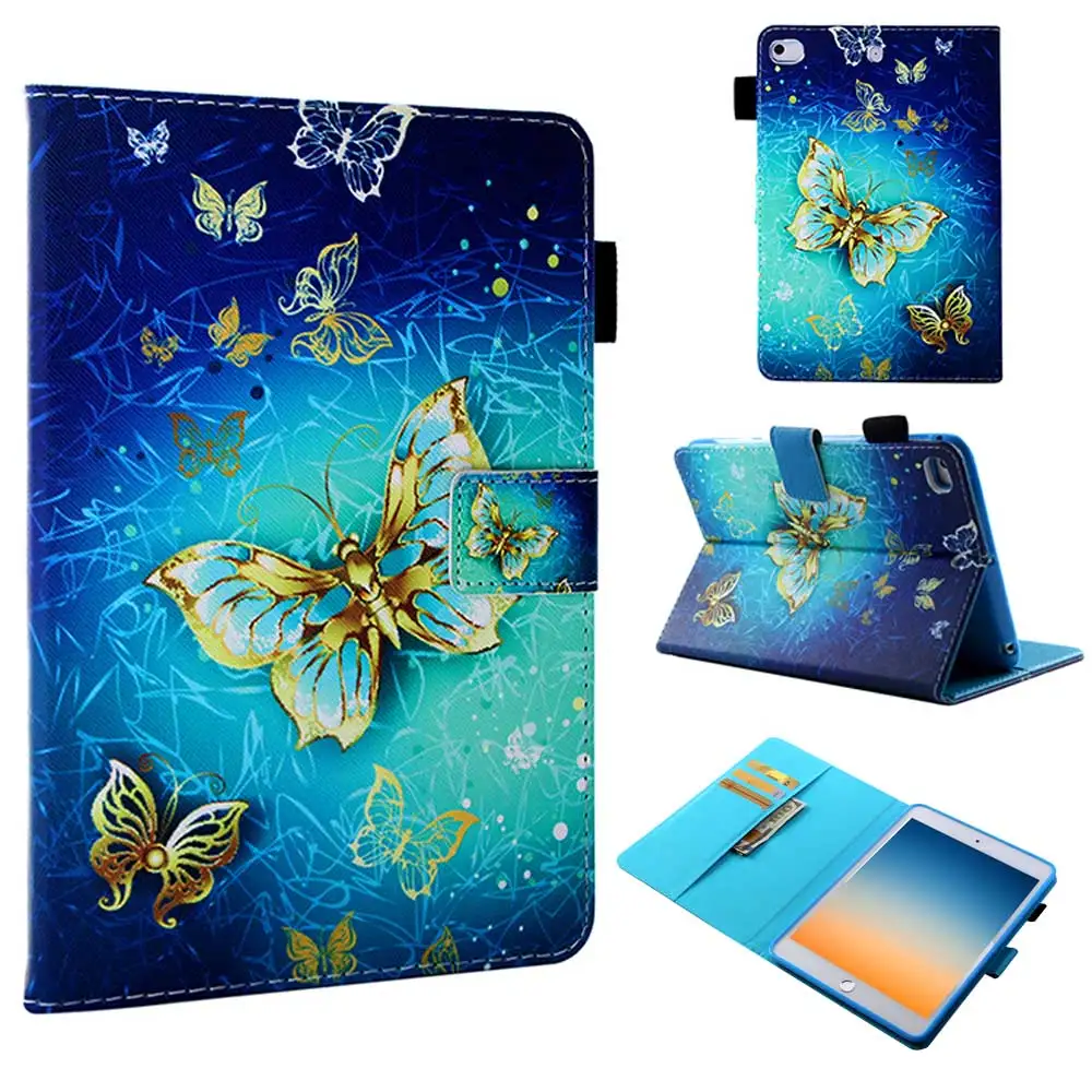 gold butterfly Чехол-подставка с принтом из искусственной кожи для iPad mini 5, 7,9 дюймов, чехол Funda, чехол для iPad mini 5, 7,9,, A2133, A2124, A2126, A2125 - Цвет: gold butterfly