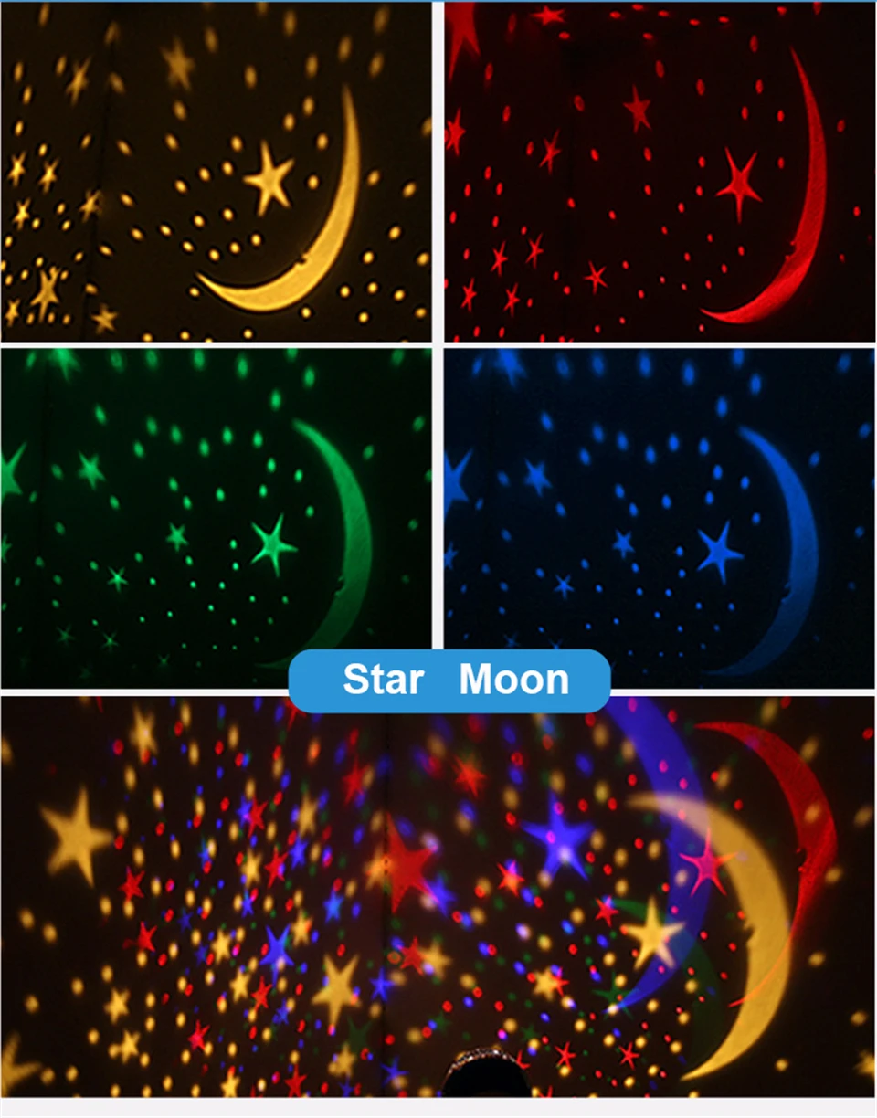 Перезаряжаемый пульт дистанционного управления Музыка романтическая вращающаяся Звезда Луна Небо вращение Ночной проектор лампа