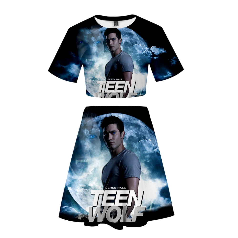 Derek hale/костюм с короткой юбкой,, 2 футболки с короткими рукавами и платье Дорис, костюм из двух предметов, Новые повседневные комплекты высокого качества