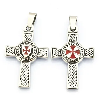 

FANSSTEEL Stainless steel jewelry knight templar cross pendant two sides FSP17W71