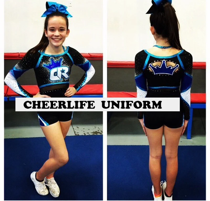 Competion المشجع موحدة الذكور/الإناث أداء الرياضة الزي زي بوم بوم Hairbow مخصص نمط عالية الجودة