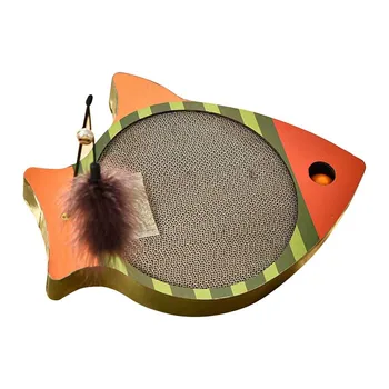 

Fish Shaped Cat Scratch Board Pad Teasing Pet Corrugated Safe Card Board Toy Puzzle Useful Tools Happy Interesting For Every Cat