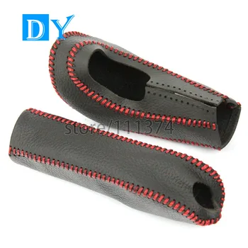 

NULLA DIY Genuine Leather Red Line Car Gear Shift Knob Cover & Handbrake Trim KIt Fit For Ford Focus 2006 2007-2011 Automatic