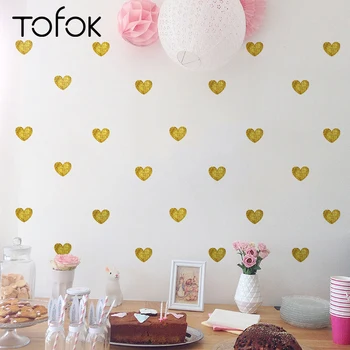 

Tofok 72pcs/set Glitter Gold Hearts DIY Wall Sticker Creative Ins Children Room Nursery Decals Bedroom Hallway Decor Poster