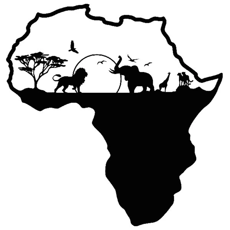 

Africa Animals Map Wall Stickers Large New Design Coffee Shop Pattern Wall Decal Vinyl Poster Sticker Africa Map Decals