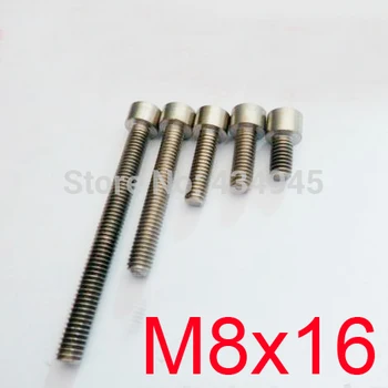 

Free Shipping 50pcs M8 x 16 M8 Thread Diameter 16mm Length Hex socket head cap Ti screw Gr2 cup head Titanium bolts