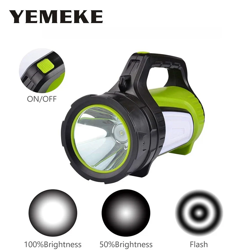 

Portable Spotlight Built-in lithium battery Powerful Handle Flashlight Torches Waterproof IPX4 USB Rechargeable Led Work Light