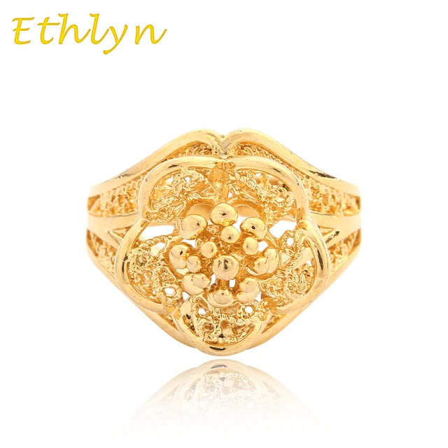 Ethlyn Flower Ethiopian Wedding Ring Gold Color Free Size For Ethlyn Flower Ethiopian Wedding Ring Gold Color Free Size For Arab African Middle