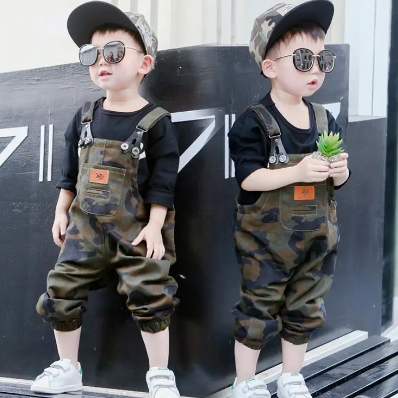 

Korean style baby boys Camouflage print jumpsuit children Unisex baby loose fashion spring summer new overalls Rompers ws397