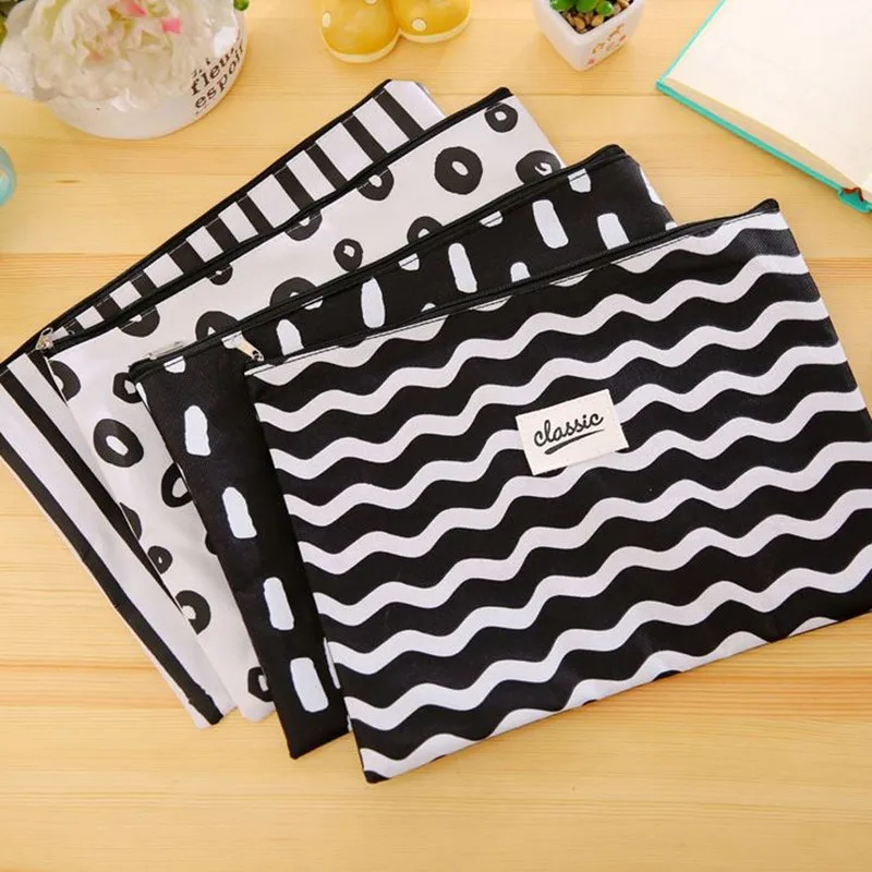 

Coloffice 1PC Creative File Folder Stationery Striped Oxford A4 Filing Products Waterproof Document Bag School Office Supplies