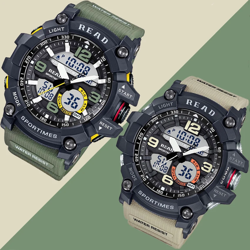 

Fashion Army Cool Men Military Watch Rubber Strap Hours Steel Case G Waterproof Shock Watches Sports Casual LED Digital Clock