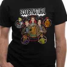 Скуби-сверхъестественное официальный Scoobynatural тайна машина Черная Мужская футболка Летняя футболка с круглым вырезом, дешевые футболки
