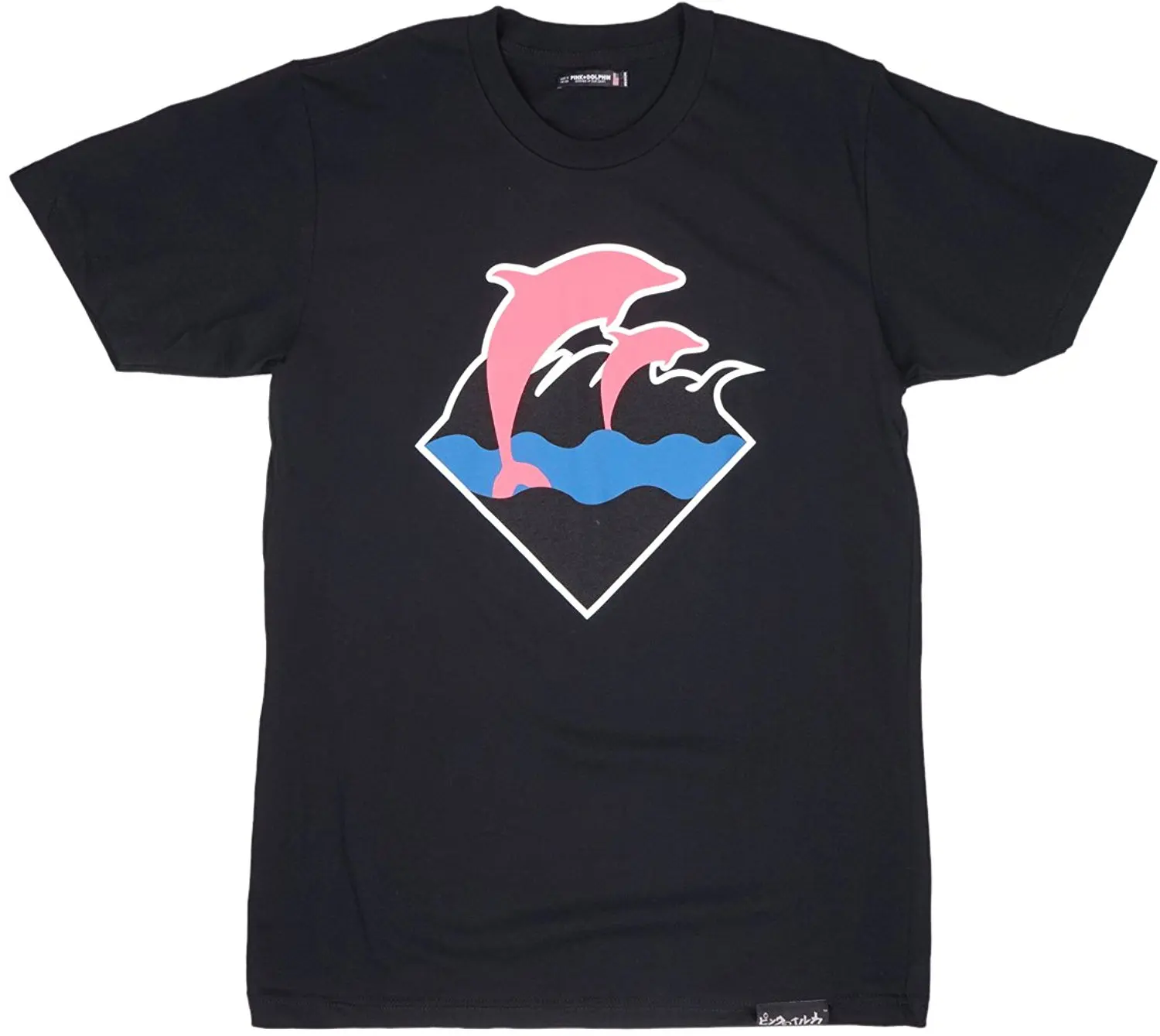 Pink Dolphin Waves Для мужчин футболка в черном цвете. M 3XL. Футболка с короткими рукавами