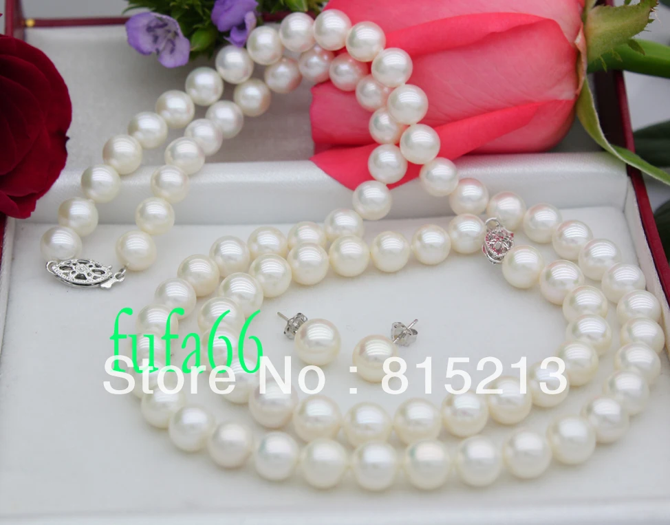 

ddh001 PERFECT 18" AAA++ 8-9MM WHITE AKOYA PEARL NECKLACE SET 14KT