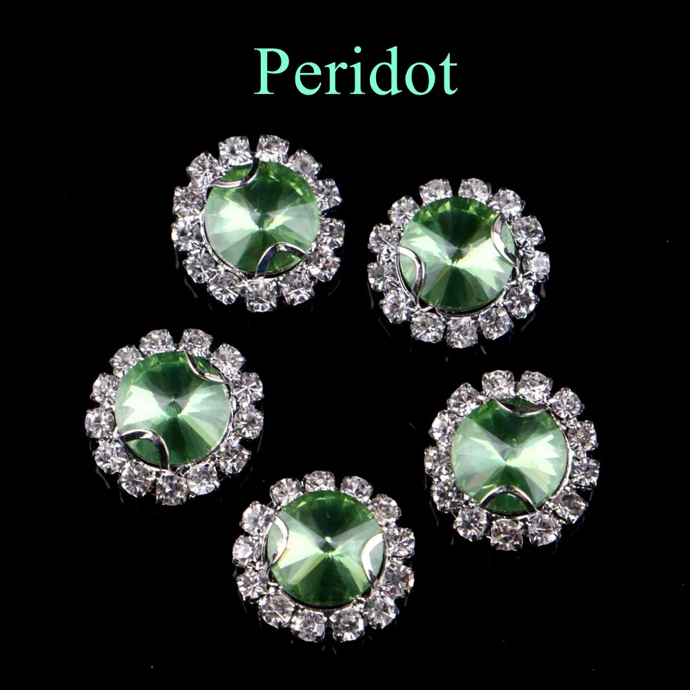 Peridot Обведено Стразы! Спутниковый Форма Стекло Стразы с когтями пришить с украшением в виде кристаллов СТРАЗА под камень алмаз металлическое основание 10 шт./упак - Цвет: Peridot