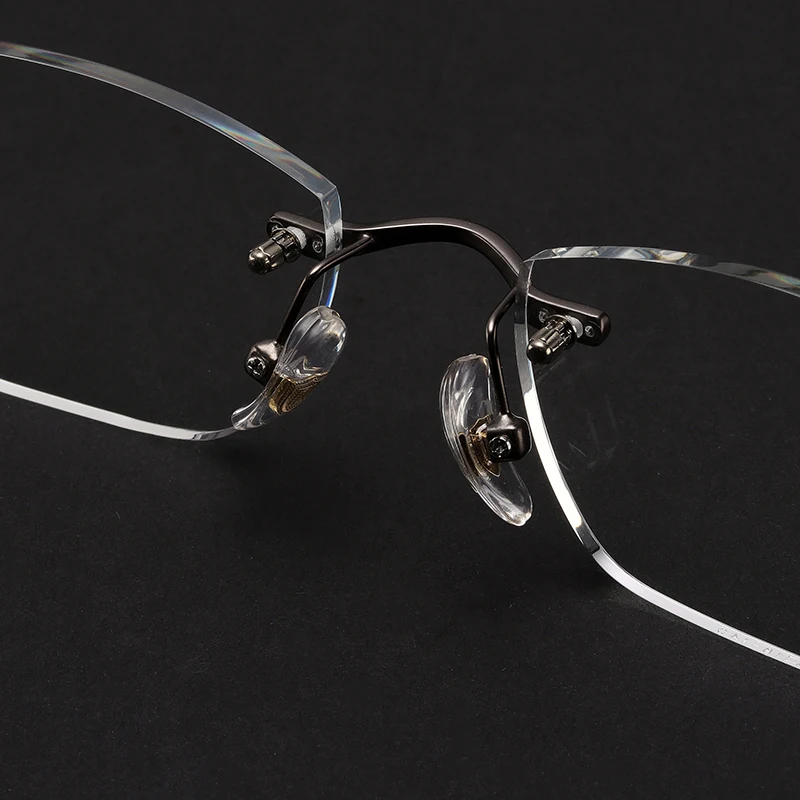 Gafas de aleación para hombre, miopía, lectura de hiperopía, prescripción óptica clara, gafas sin montura # F103 - 4
