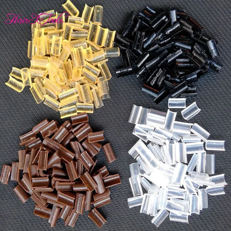 

1000Units Fusion Keratin Nail Tip Glue Rebonds Black Brown Yellow U tip Re-bonds For Hair Extensions In 3 Color