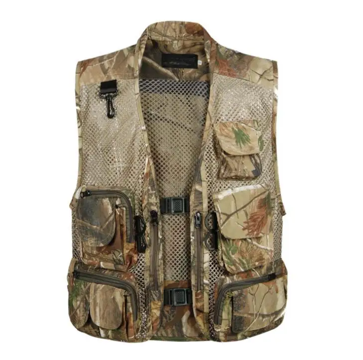 

Men Zipper Outdoor Sport Fishing Vest Mesh Breathable Hiking Jacket Multi Pocket Waistcoat Backpack Fishing Overalls