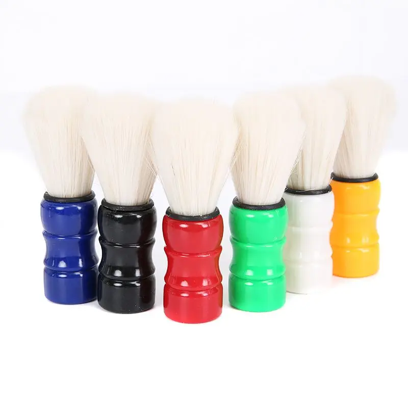Mayitr 1pc Men's Plastic Handle Beard Mustache Cleaner Barber Shaving Brush Random Color For Salon Barber