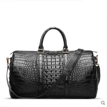 hlt Imported crocodile skin Double – sided – double – back – bag men’s bag Cask bag luggage men handbag boston bag
