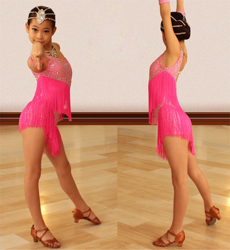Юбка для латинских танцев детей 2020 новое платье соревнований с кисточками
