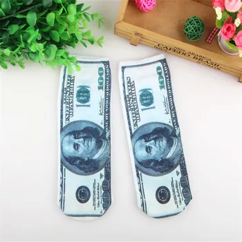 

Women popular comfortable 3D Printed Banknote Casual Socks Unisex Low Cut Ankle Socks 1pairs