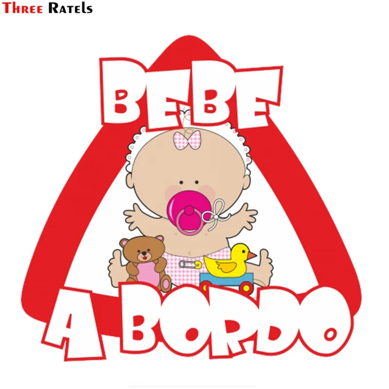 

Three Ratels TZ-1585#15*14cm baby on board in Spanish car stickers funny auto sticker decals