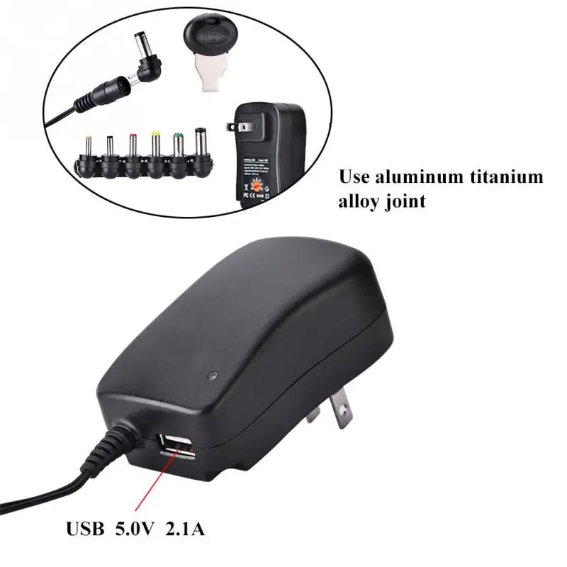 Универсальный AC/DC адаптер питания 5V 2.1A USB порт 6 наконечников 30W 3 V/4,5 V/5 V/6 V/7,5 V/9 V/12 V