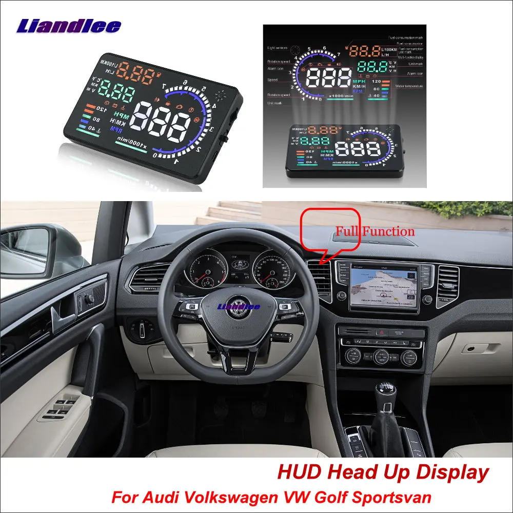 Liandlee Car HUD Head Up Display For Volkswagen VW Golf Sportsvan 2012-2018 Safe Driving Screen OBD Projector Windshield