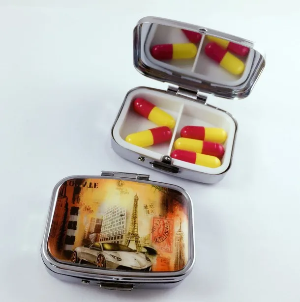 

1pc Mini Folding Pill Case Container For Medicines Organizer Pill Cutter Splitters Pastilleros Pildoras Metal Pill Box Splitters