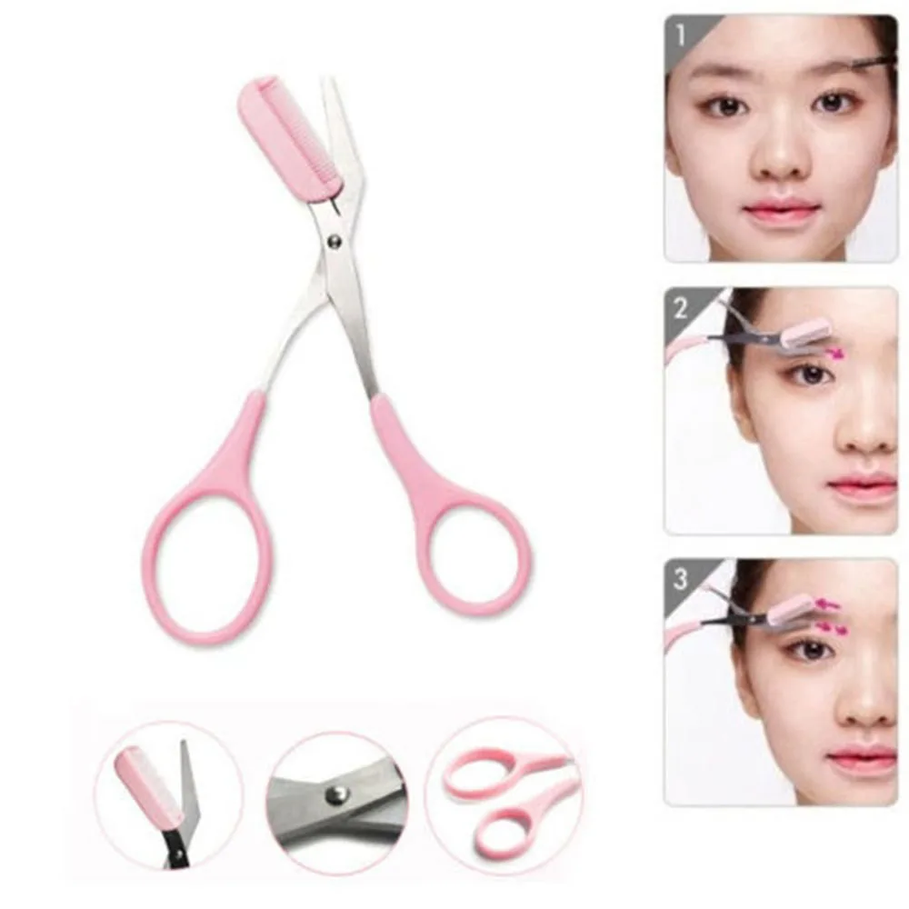 1pcs Eyebrow Trimmer Scissors With Comb Remover Makeup Tools Hair Removal Grooming Shaping Shaver Trimmer Eyelash Hair Clips