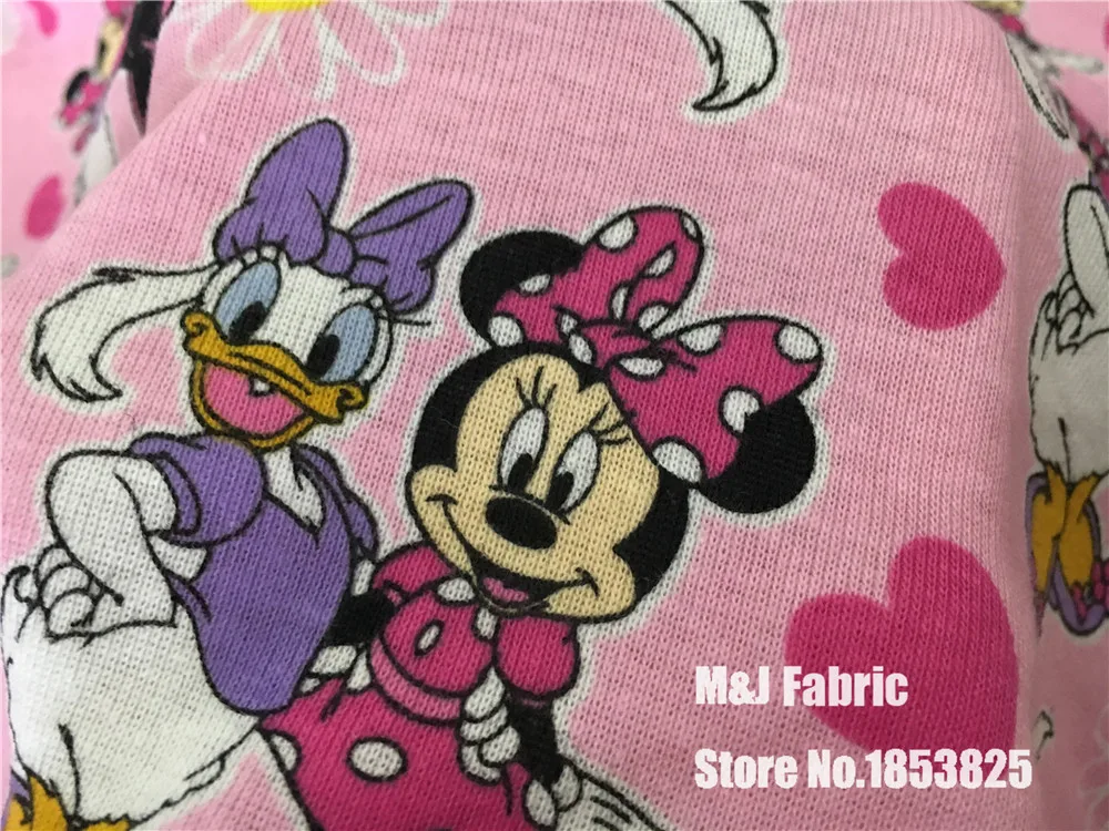

Minnie Daisy duck elasticity knitted cotton fabric For Sewing diy Patchwork baby girl shirt clothes Textile 50*192cm