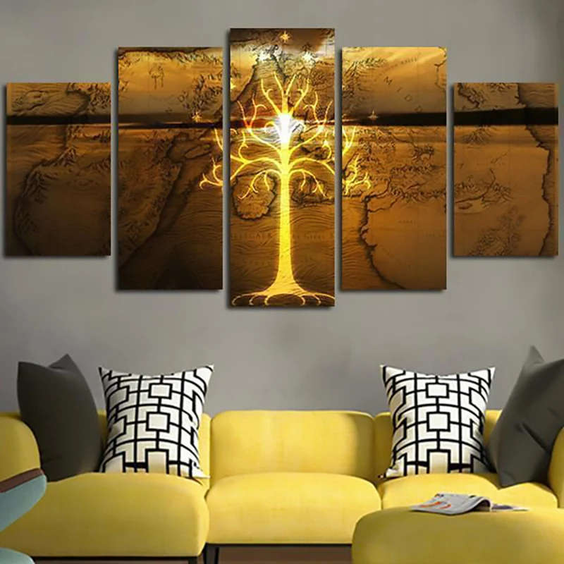 5 Panel The Lord Of The Rings Wall Art Canvas Wall Art Canvas FREE