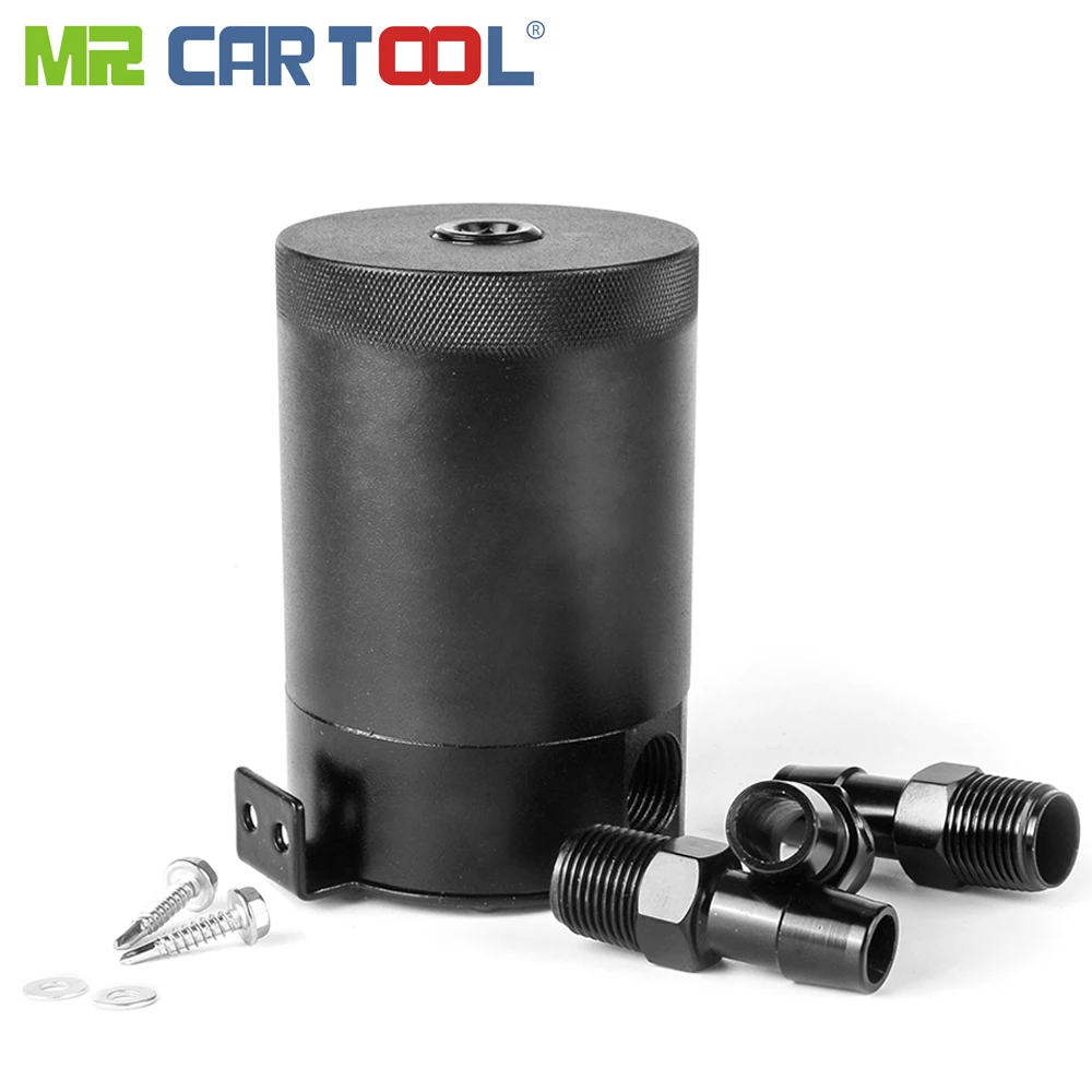 

Mr Cartool Auto Aluminum Catch Can Tank Oil 400ml Reservoir Compact Baffled 3-Port Cans Universal Racing Car Leak-Free Sealed