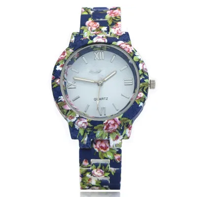 

Fashion Printed Rose Flower Wristwatch Dress Women's Watch High Quality Ceramic Sweet Girls Bracelet Watches Design Ladies