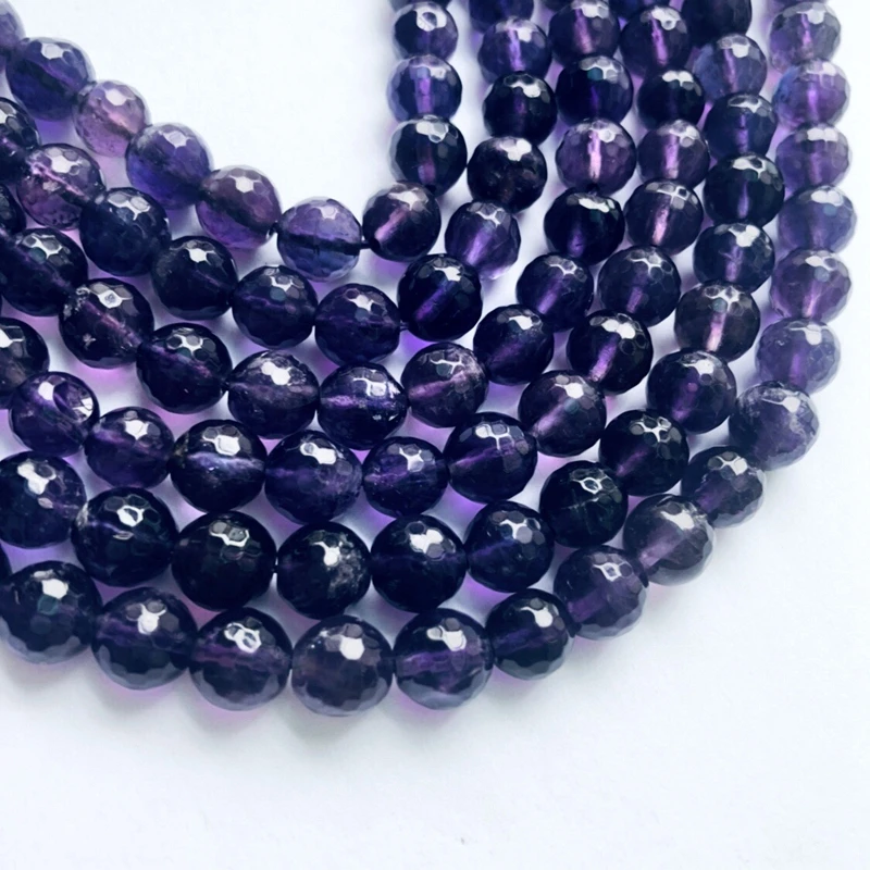 

Wholesale 1string of 15.5" Natural Amethys t Faceted 8mm Round Gem stone loose beads for jewelry making