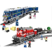 98219 98220 город серии модель грузовой набор строительный поезд набор блоков Кирпичи поезд Развивающие игрушки для детей