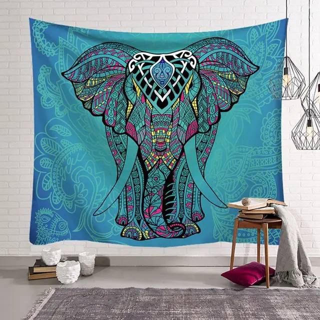ethnic indian tapestry Thailand elephant wall hanging boho decor animal